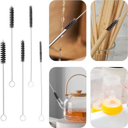 Antrader 15Pcs 4 Inch Nylon Tube Brushes Set Straw Straw Brush Kit Carb Carburetor Cleaner Small Wire Brush Cleaning Brushes Clean Tools Black
