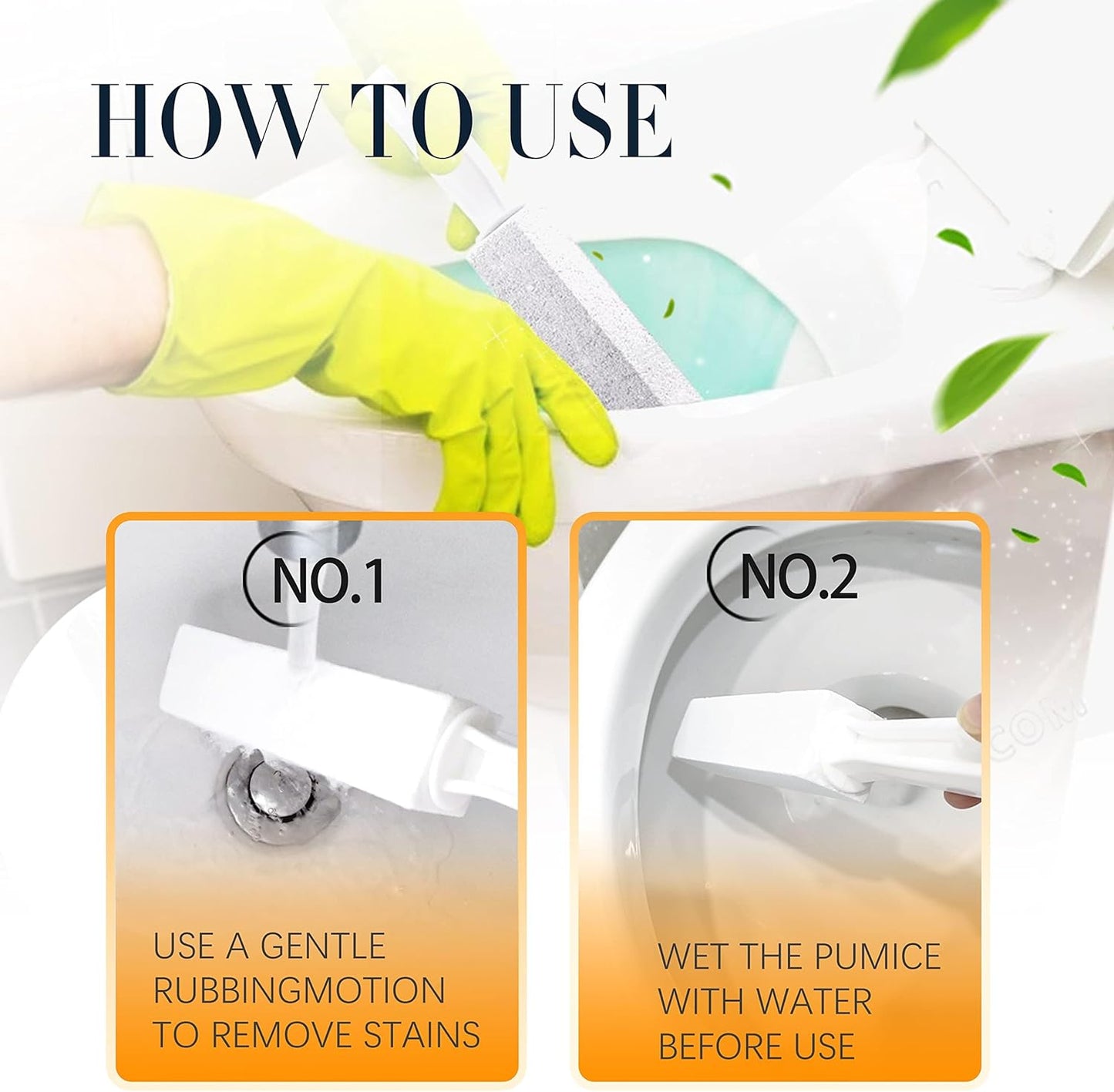 Kadden 2 Pack Pumice Stone Toilet Bowl Cleaner with Handle, Hard Water Ring Remover & Stain Scrubber for Bathroom, Pool, Sink and Tub, Ergonomic Heavy Duty Cleaning Tool