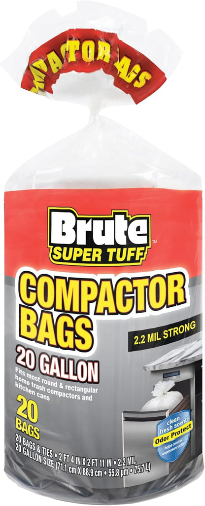 Brute Super Tuff Heavy Duty 2.2 MIL Contractor Bags, Extra Large Trash Bags, Twist Tie Closure, Black, 55 Gallon, 15 Count