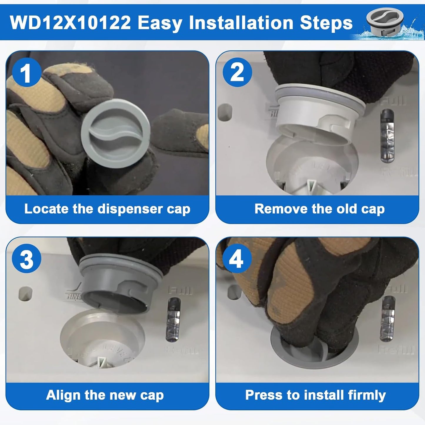 WD12X10122 Dishwasher Rinse Aid Dispenser Cap Compatible with GE Dishwasher, Replaces WD12X10102 WD12X10200 PS958932 EAP958919 1PCS