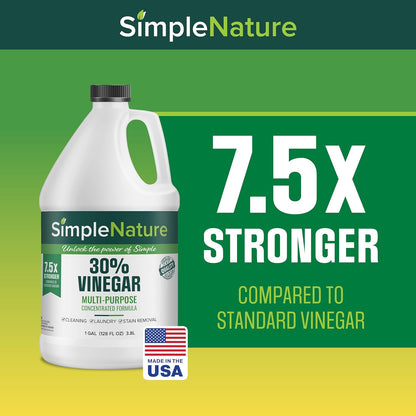 SimpleNature 45% Vinegar (1 Gallon) - Highly Concentrated Vinegar for Heavy-Duty Cleaning Power for Home & Patio, Limescale Removal & DIY Formulas - Dilutes Easily - Free of Dyes or Fragrance