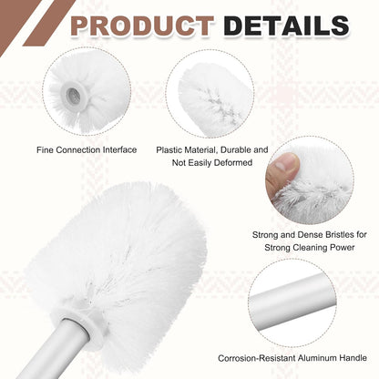 uxcell 3 Pcs Toilet Brush Set Replacement Head, 9.8 Inch Toilet Brush Refills with Handle, Bathroom Cleaning Tool Restroom Accessories for Bathtubs Bathroom Home Apartments Office, Black