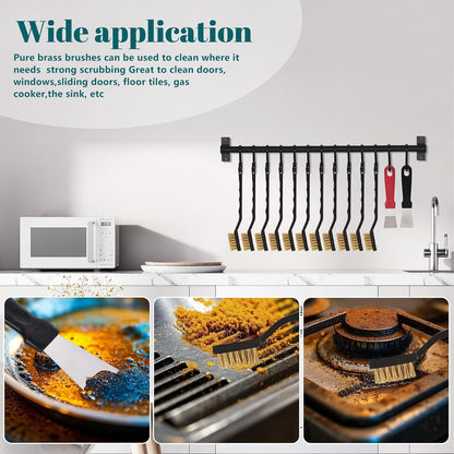 12 Pcs Mini Stainless Steel Wire Brush Set, Wire Scratch Brush with Curved Handle, Cleaning Weld Slag and Rust