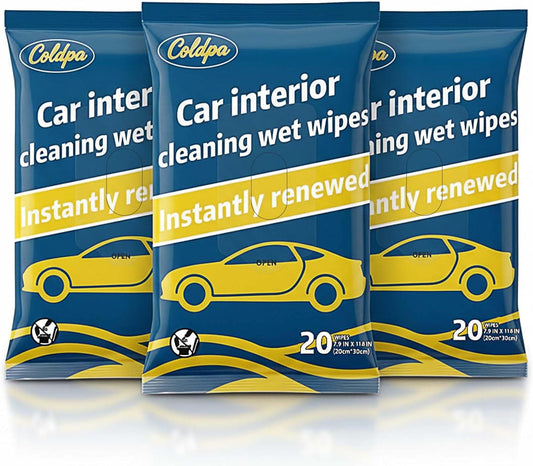 Car Interior Cleaning Wipes - Pre-Moistened Wet Wipes for Dashboard, Leather Seats, Console, Low-Residue Formula, Streak-Free Finish