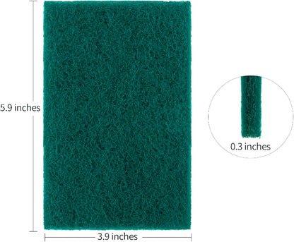 Heavy Duty Scour Pads Sponge Dish Scrubber Non-Scratch Green Reusable Household Scrub Pads for Kitchen and Dish Cleaning Tool (12Pcs)