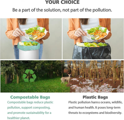 Compostable Trash Garbage bags,AYOTEE 13-15 Gallon Tall Kitchen Trash Bags,Heavy Duty Unscented 1.18Mils 55 Liter,60 Count,Strong Thicken Rubbish Waste Can Liners for Kitchen Garden Home