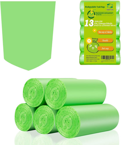 Small Trash Bags 4-6 Gallon, Inwaysin 200 Count Biodegradable Trash Bags 4 Gallon, Extra Strong Small Garbage Bags Unscented, Size Expanded, Green, for Bathroom Bedroom Office Kitchen Trash Can