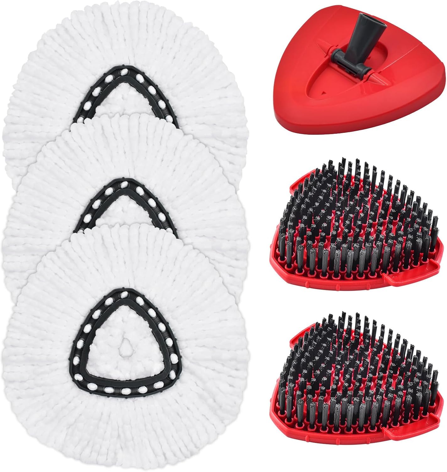 Mop Heads Replacements for Ocedar, Mop Replace Head for O Cedar EasyWring 1-Tank Spin Mop, 6 Mop Heads Include 3 Microfiber Mop Refills, 2 Upgrade Scrubber Mop Head, 1 Mop Base for O-Cedar Mop