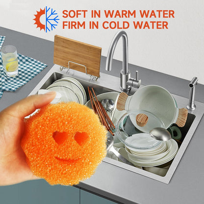 6 Pcs Scrubber Color Sponges,Non-Scratch Cleaning Sponges Kitchen,Temperature Controlled Kitchen Sponge for Washing Dishes,Household Bathroom Odor Resistant Scrubber-Bpa Free