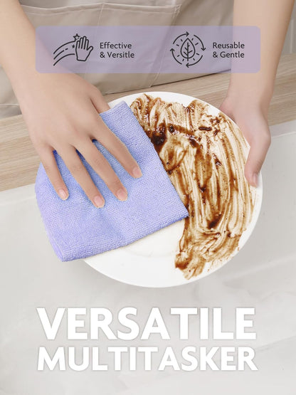 Fantasticlean Microfiber Cleaning Cloth Roll -75 Pack, Tear Away Microfiber Towels, 12" x 12", Reusable, Washable, Scratch Free, Ultra Absorbent Dishcloth for All-Around Cleaning Supplies (White)