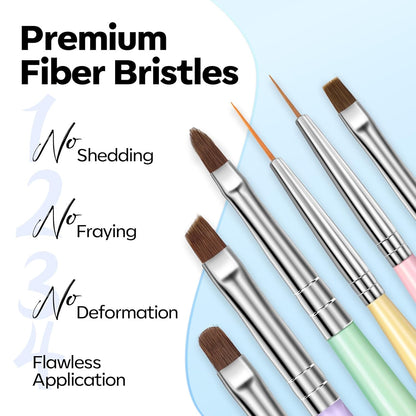 Modelones Nail Art Brushes Set, Nail Brush kit Gel Polish, Extension Gel, Liner, Clean up, Carving, Apex Building, Dotting Pens Professional Tools for Drawing Painting 3D Design Salon & DIY Use