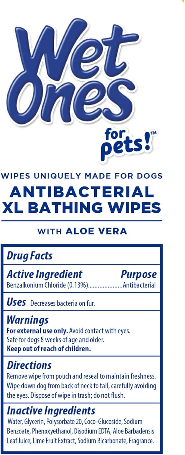 Wet Ones for Pets Antibacterial Dog Wipes, Multi-Purpose Grooming Wipes with Aloe Vera for Paws, Face & Body, Easy Cleanups Between Baths, Tropical Splash Scent, 5.7 in x 7.5 in, 50 Count