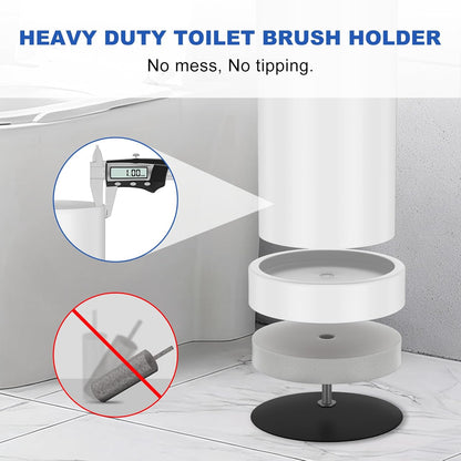 Toilet Brush and Holder Set: 304 Stainless Steel Heavy Duty Toilet Bowl Brush and Holder with Removable Inner Bowl and Splash Protection, Modern Long Handle Bathroom Cleaning Tool