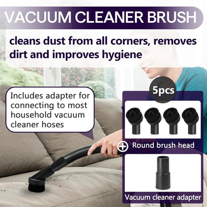 3PCS Horse Hair Brush Vacuum Attachment Set - Black Round Horse Hair Vacuum Attachments & Brushes - Shop Vac Brush Attachment for Most Vacuum Cleaners Accessories - 1 1/4" Vacuum Attachments Included