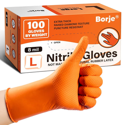 Borje Nitrile Gloves Large, 100 Count Disposable Gloves, Black, Latex-Free Powder-Free, Medical Exam, Food Safe, Cleaning, Cooking