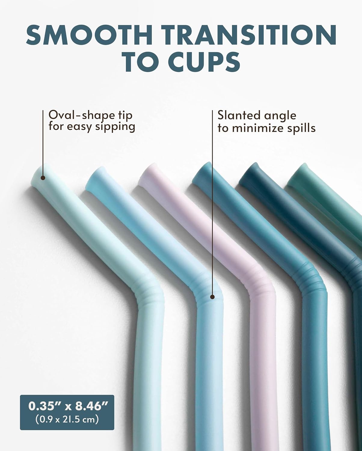 Nightingale Reusable Silicone Straws - Bendy Drinking Straw with Cleaning Brush - Collapsible and Bendable Travel Straw for Kids - Dishwasher Safe, Food-Safe - Set of 6 (Oak Multi)