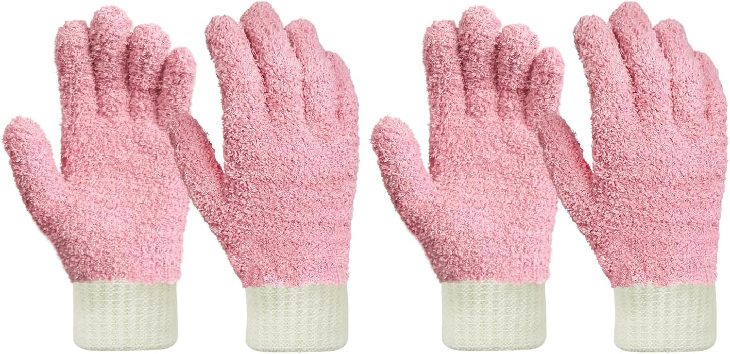 MIG4U Microfiber Dusting Gloves House Cleaning Glove for Blinds, Windows, Shutters, Furniture, and Car, Reusable Lint-Free Pink 1 Pair S/M