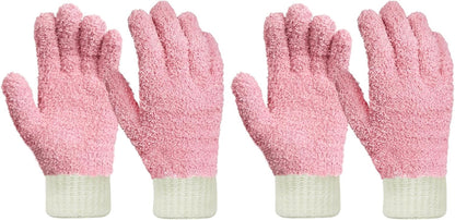 MIG4U Microfiber Dusting Gloves House Cleaning Glove for Blinds, Windows, Shutters, Furniture, and Car, Reusable Lint-Free Pink 1 Pair S/M