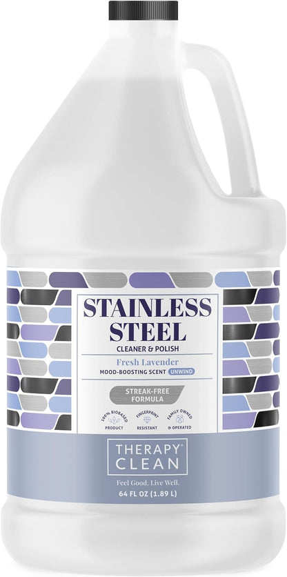 Therapy Stainless Steel Cleaner and Polish 100% USDA Biobased, Fingerprint and Residue Remover, Lavender Essential Oil Scent, Sink Cleaner, Grill Spray