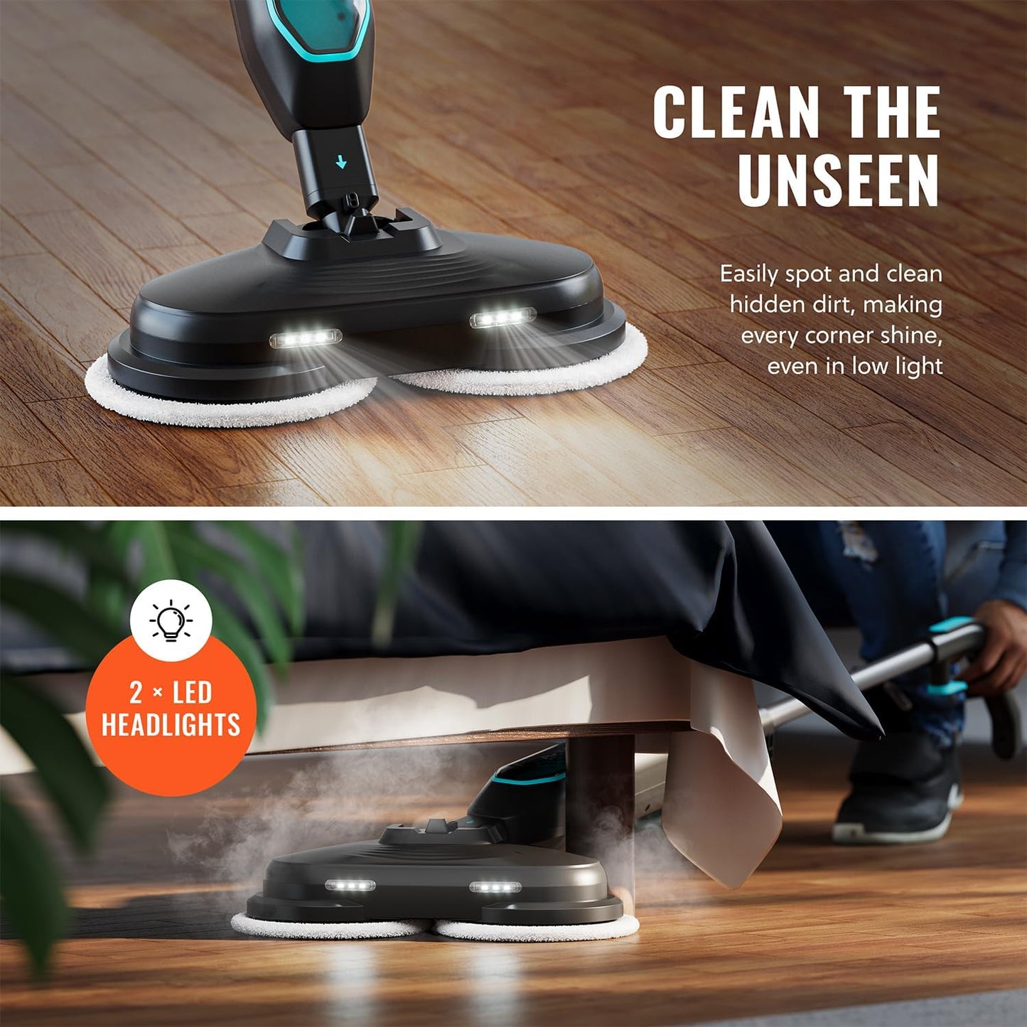 PurSteam 10-in-1 Steam Mop, Floor Steamer with Detachable Handheld Steam Cleaner for Tile, Hardwood Floors