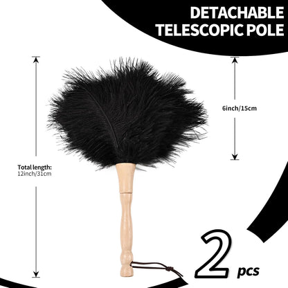 Ostrich Feather Duster 12 Inch Handheld Duster Supplies, Wooden Handle Feather Duster for Cleaning Keyboard Home Car Office (Champagne)