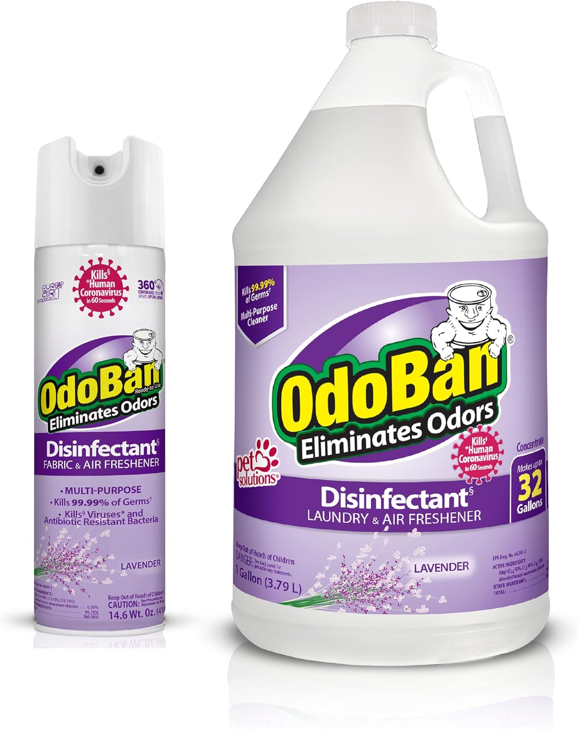 OdoBan Ready-to-Use 360-Degree Continuous Spray Disinfectant & Harsh Aroma Eliminator, Fabric and Air Freshener, Made in the USA, Original Eucalyptus Scent, 14.6 Ounces