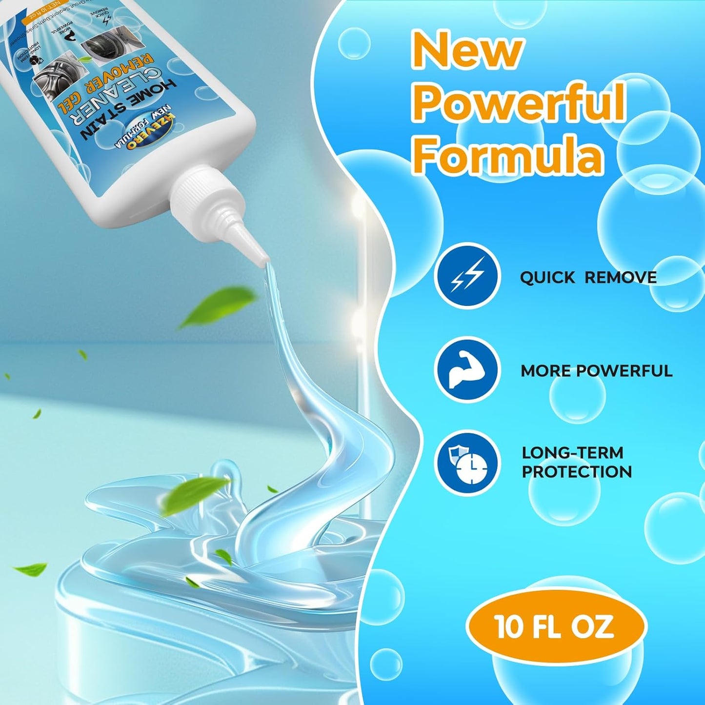 Mold Stain Remover Gel, Washing Machine Gasket Cleaner for Front Loader Washer Rubber Seal Home Stain Removal Gel for Grout, Caulk, Refrigerator, Shower, Bathtub, Bathroom Cleaning Solution (8 Fl Oz)
