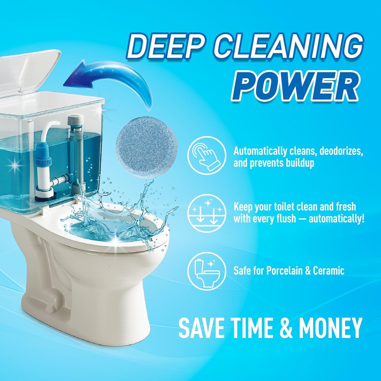Toilet Bowl Cleaner Tablets 40 Pack, Long-Lasting Drop-in Tank Tablets with Sustained-Release Technology, Fight Tough Stains & Odors, Household & Commercial Use, Compatible with Most Toilets-Excellent