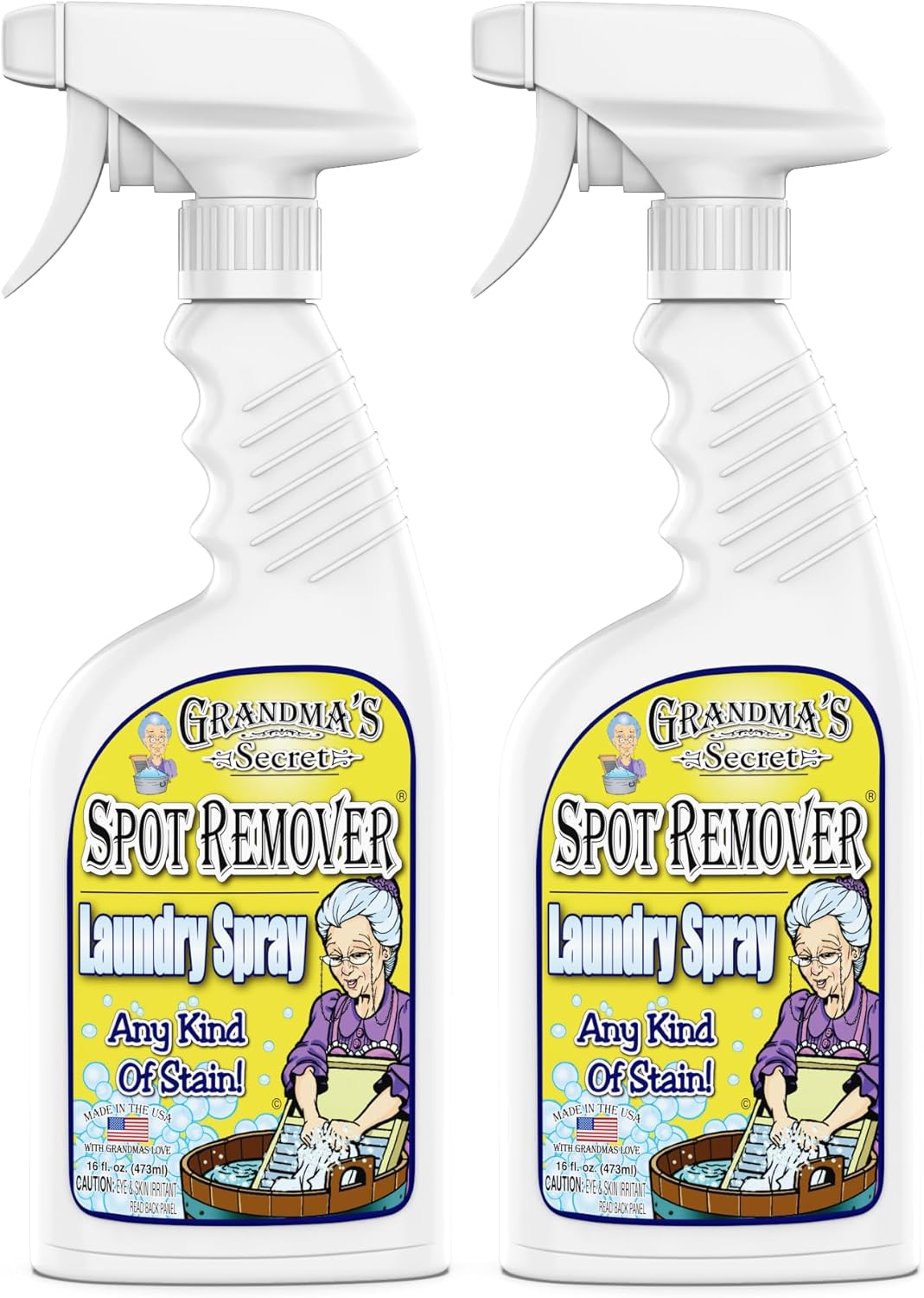Grandma's Secret Spot Remover Laundry Spray - Chlorine, Bleach and Toxin-Free for Clothes - Fabric Stain Remover Removes Oil, Paint, Blood and Pet Stains - 16 oz & 2 oz Combo, DuoPack