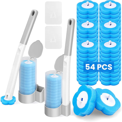 Toilet Bowl Wand Refills, 48 Pcs Disposable Toilet Brush Cleaning Sponges Heads, Not Compatible with Other Wand