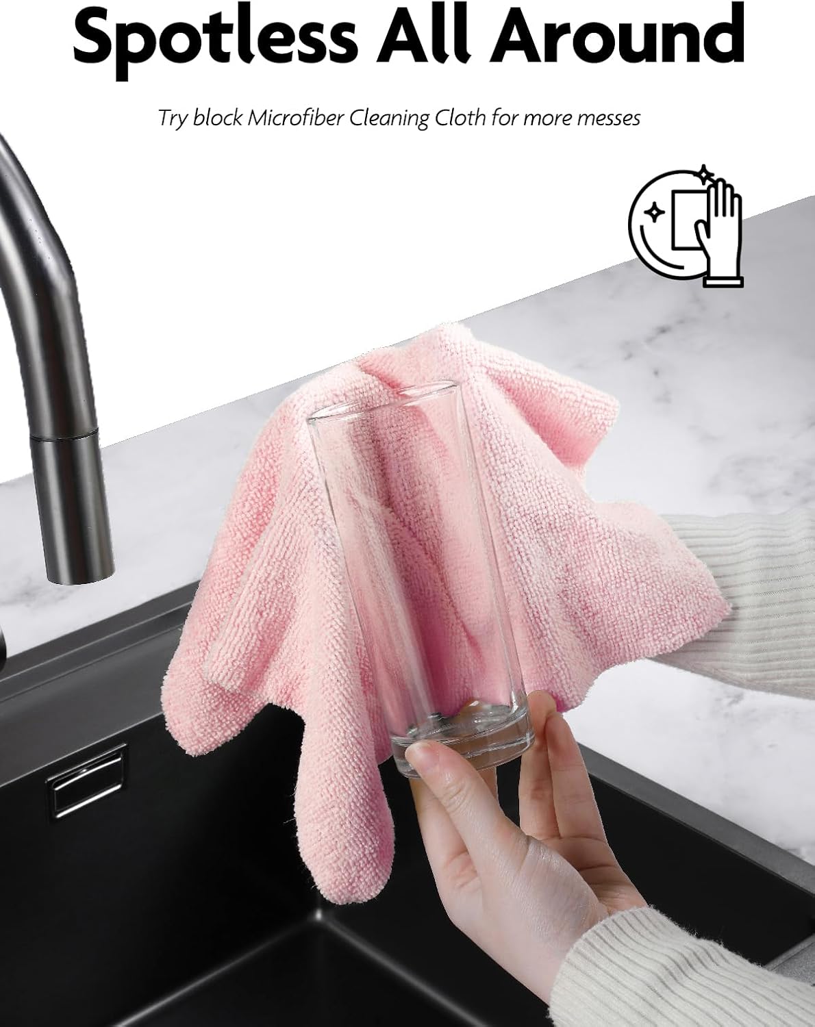 Fantasticlean Microfiber Cleaning Cloth Roll -40 Pack, Tear Away Microfiber Towels, 12" x 12", Reusable, Washable, Scratch Free, Ultra Absorbent Dishcloth for All-Around Cleaning Supplies (White)