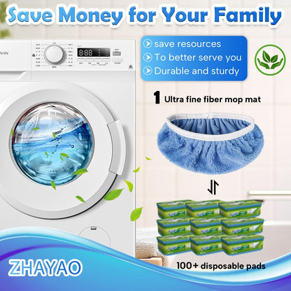 6 Pack Reusable Microfiber Mop Pads Compatible with Swiffer Sweeper, Dry Sweeping Cloths & Wet Mopping Cloths, Washable Mop Pads for Surface/Hardwood Floor Cleaning