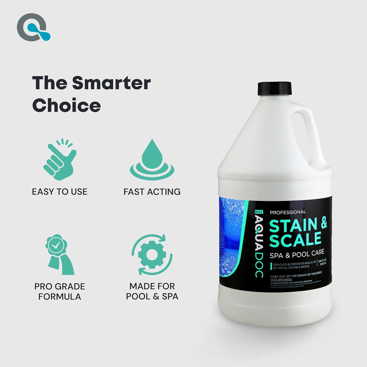 AquaDoc Spa Stain and Scale Control for Hot Tubs - 32oz - Hot Tub Descaler That Helps Prevent & Remove Metal Stains and Scale - Made in USA