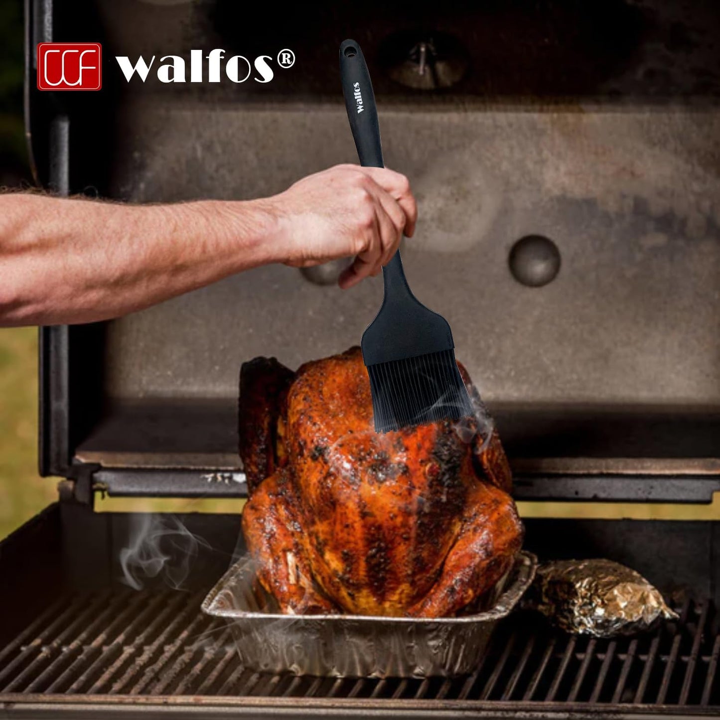 Walfos Silicone Basting Pastry Brush, Heat Resistant Pastry Brush Set, Strong Steel Core and One-Pieces Design, Perfect for BBQ Grill Baking Kitchen Cooking, BPA Free and Dishwasher Safe, 2 Pcs (Blue)