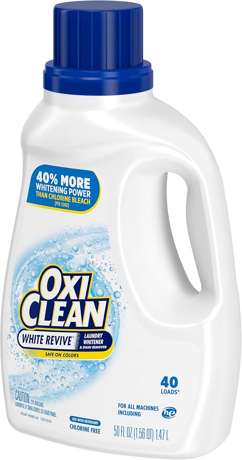 OxiClean White Revive Whitener & Stain Remover Liquid Additive, Water-Activated Oxygen Bleach for Laundry, 45 fl oz