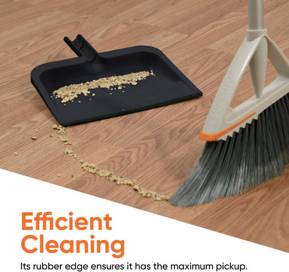 Superio Clip-On Dustpan with Rubber Lip - 10-inch Wide Durable Plastic Dust Pan with Comfort Grip Handle, White, 1-Pack