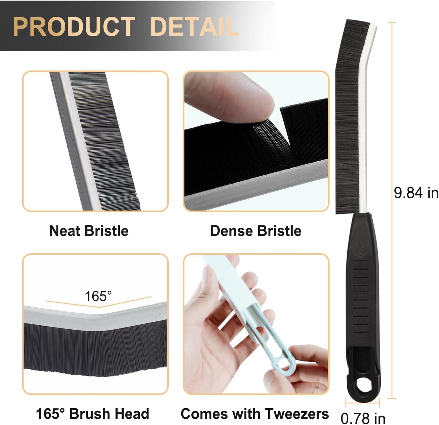 Hard Bristle Crevice Cleaning Brush,Grout Cleaner Brush,Scrub Brushes for Tile Floor,Gap Cleaning Supplies with Clip for Bathtub,Shower,Sink,Kitchen,Home Essentials,Gi-ft for Women Men(3PCS)