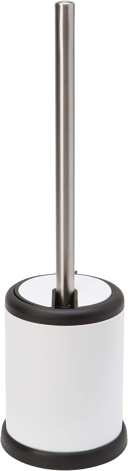 Bath Bliss Toilet Brush and Holder | Self Closing Lid | 360 Degree Brush Head | Bathroom Cleaning | Compact Size | Storage and Organization | Stainless Steel