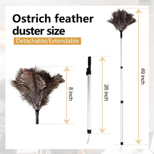 Lambswool Extendable Duster 29-110 Inch, Anti-Static Flexible Head, Stainless Steel Pole for High Ceilings, Fans, Interior & Roof Dusting.