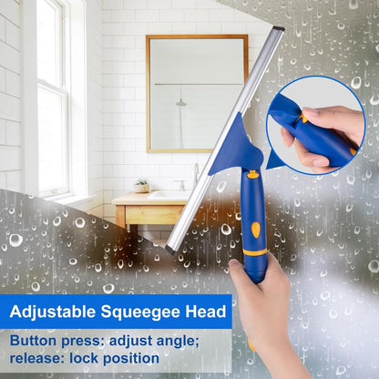 ITTAR 14 inch Multi-Purpose Shower Squeegee for Glass Doors, Swivel Window Squeegee with 1 Refill Rubber Blade, Extendable Bathroom Cleaner Tool for Shower Door Window Mirror Wall Car Windshield