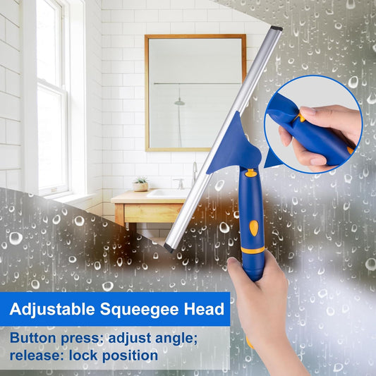 ITTAR 14 inch Multi-Purpose Shower Squeegee for Glass Doors, Swivel Window Squeegee with 1 Refill Rubber Blade, Extendable Bathroom Cleaner Tool for Shower Door Window Mirror Wall Car Windshield