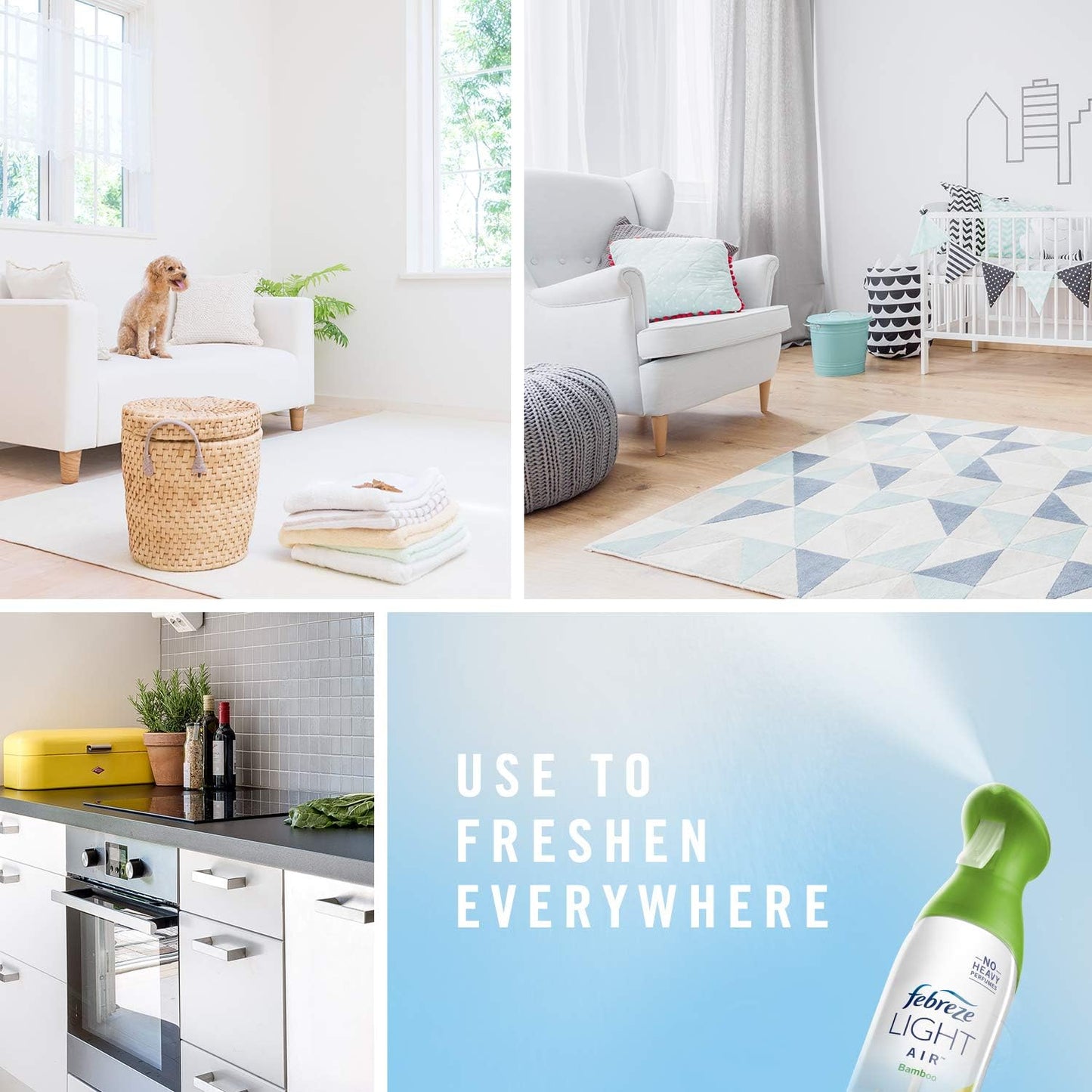 Febreze Air Mist Air Freshener Spray, Odor-Fighting Room Spray, Air Fresheners for Home and Bathroom and Kitchen, Aerosol Can, Light Lavender Scent, 8.8oz, 2 Count