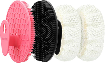 INNERNEED Food-Grade Soft Silicone Body Scrubber Shower Brush Handheld Cleansing Skin Brush, Gentle Exfoliating and Lather Well (Black)