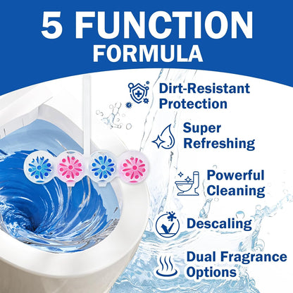 SCENTORINI 4-in-1 Toilet Bowl Cleaner, Rim Hanger Automatic Toilet Bowl Freshener, 4 Lemon & 4 Magnolia Scent, Toilet Bowl Cleaning Balls Long-Lasting up to 30 Days