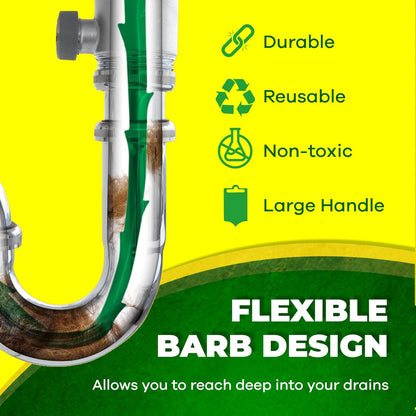 Zip-It Hair Drain Clog Remover, 25-inch Unclogger Tool for Shower, Tub & Sink - Reusable Snake Drain Hair Removal Tool, Flexible Non-toxic - Green (1-Pack)