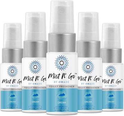 Mist N’ Go by Omaze Travel Bathroom Spray for Toilet Spray Odor Eliminator - Travel Toilet Spray for Bathroom Air Freshener Spray for Bathroom Deodorizer - Clean Mix, Travel Size (1oz x2)