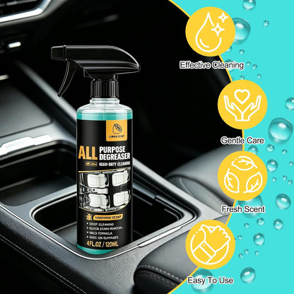 2Pcs All Purpose Degreaser for Car and House, Heavy-Duty Cleaning Spray For Car Interior and Exterior, Quick Stain Removal for Kitchen, Countertops, Appliances, Walls and Floor Surfaces, 120ml/4fl.oz