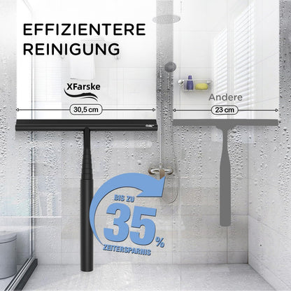 Extendable Shower Squeegee for Glass Doors, Shower Cubicle Squeegee Shower Wiper Window Cleaner Squeegee Shower Silicone, Squeegee Shower with 23.5-97 cm Telescopic Rod