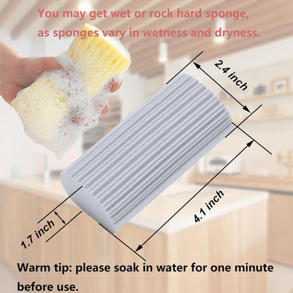 6-Pack Damp Clean Duster Sponge,Magic Sponge Eraser for Housekeeping,Reusable Cleaning Sponge for Blinds,Vents,Mirrors,Glass, Baseboards,Window Track Grooves and Railings (Green)