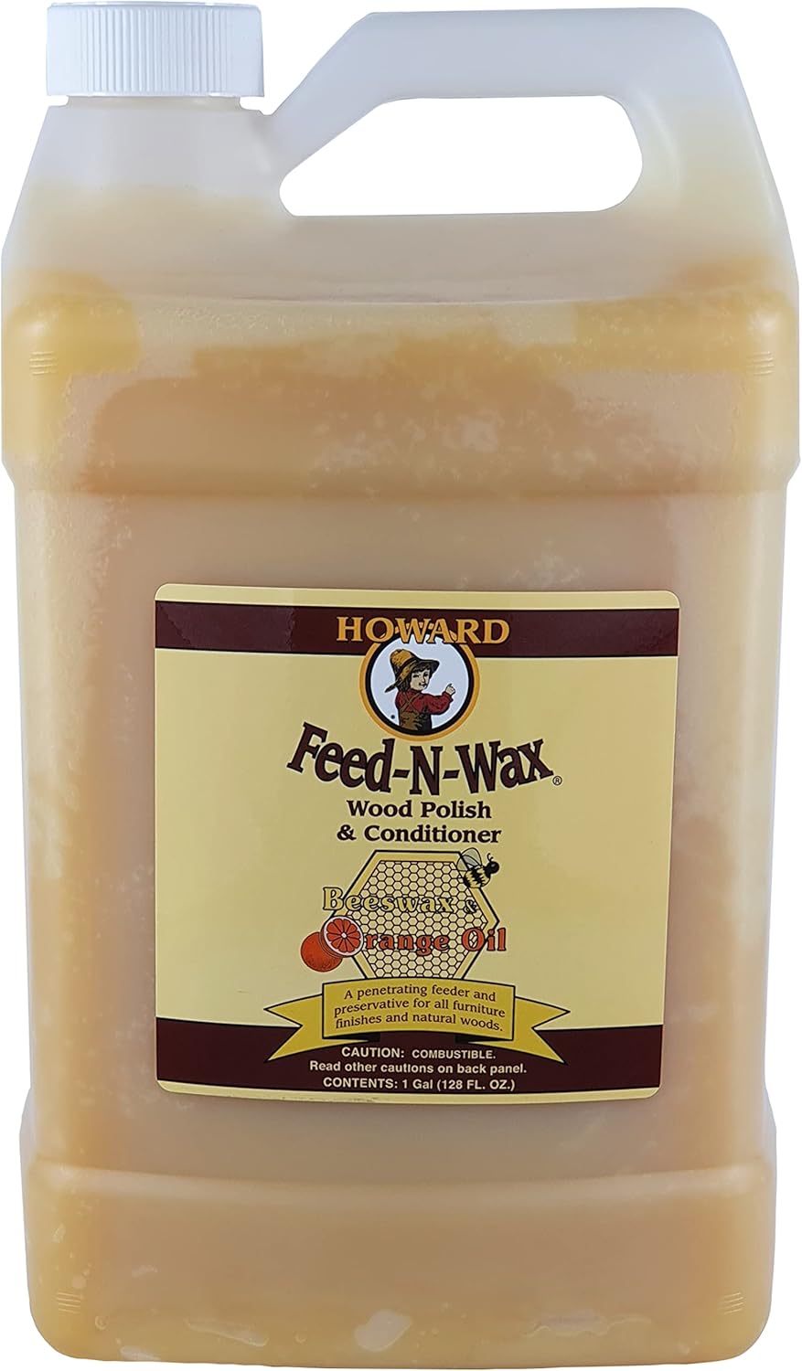 Howard Products Feed-N-Wax Wood Polish & Conditioner, 8 oz, Orange